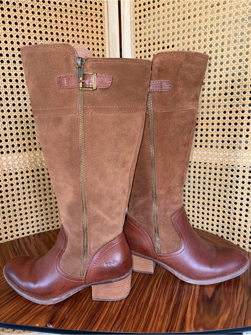 boc Tall Brown Leather & Suede Knee Boots - Picture 6 of 10
